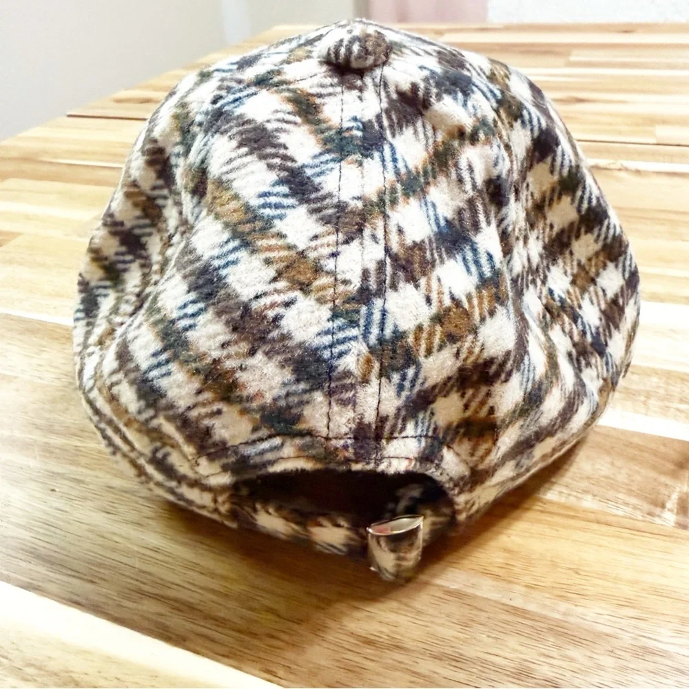 Hat Attack NEW Fall Baseball Cap in Gingham Check Neutral Plaids $64 MSRP